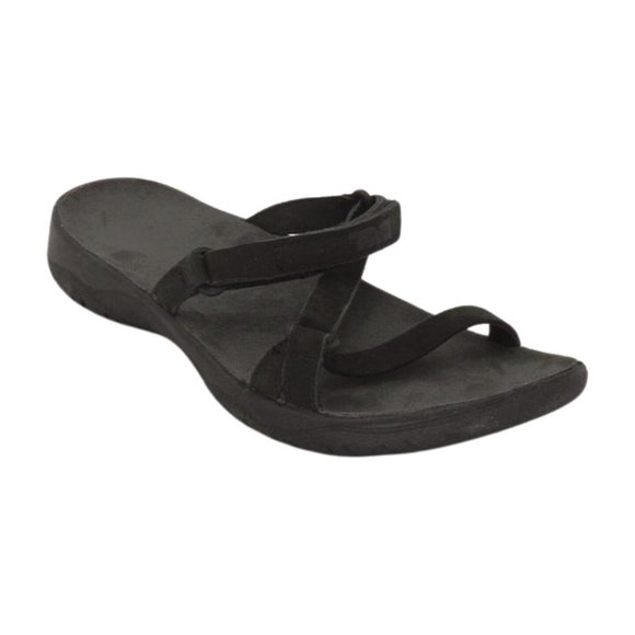 Teva Shoes - Teva Womens ELZADA Slide LEA Sandal, Black, 7.5 Medium